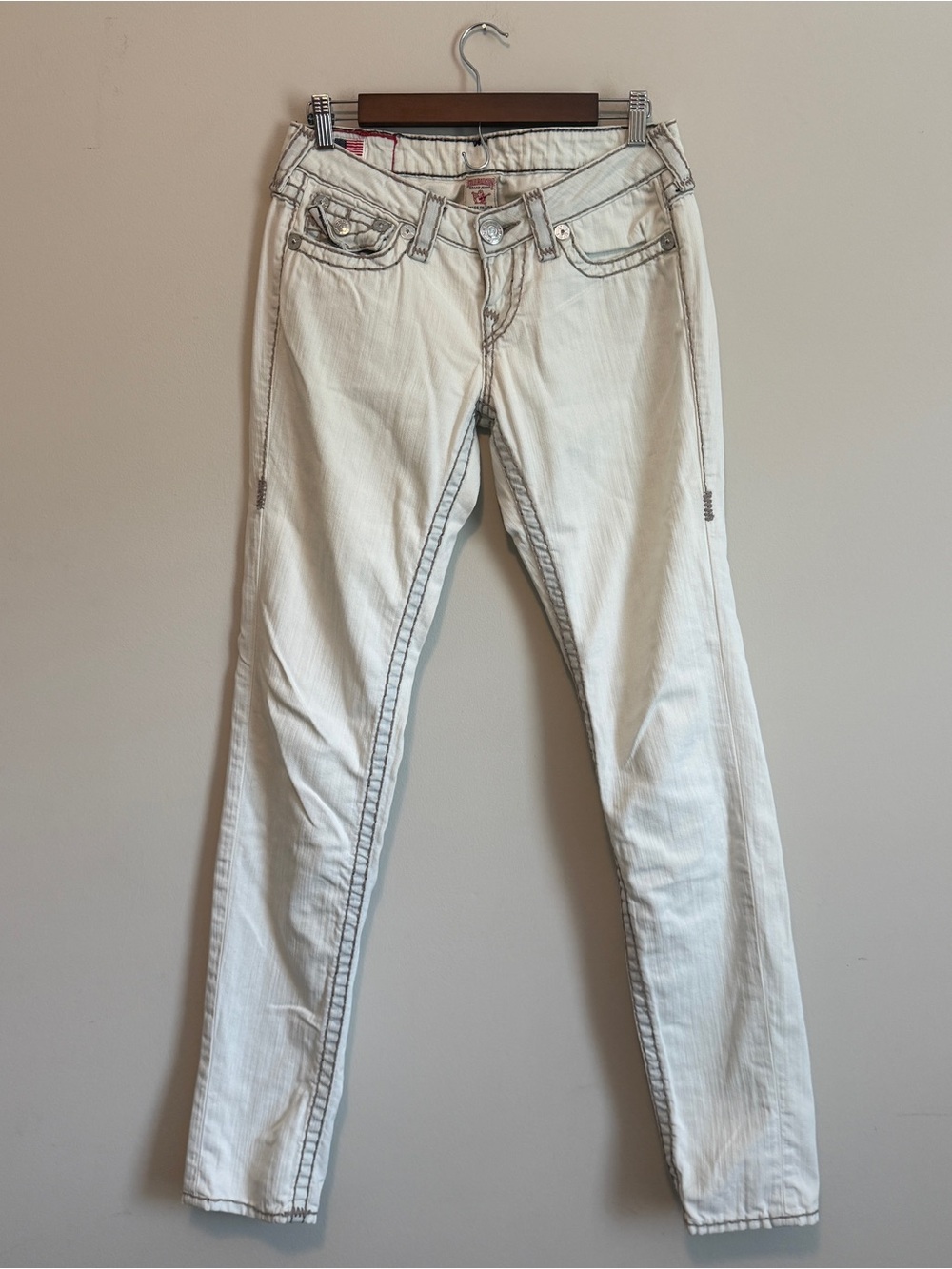 RARE VTG Y2K True Religion Jodie Super T Jeans Women 27 Ghost White Slim USA